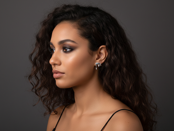 עגיל כסף נוזל - עגיל נטיפים צמוד מכסף