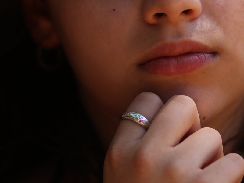 טבעת כסף פרחונית