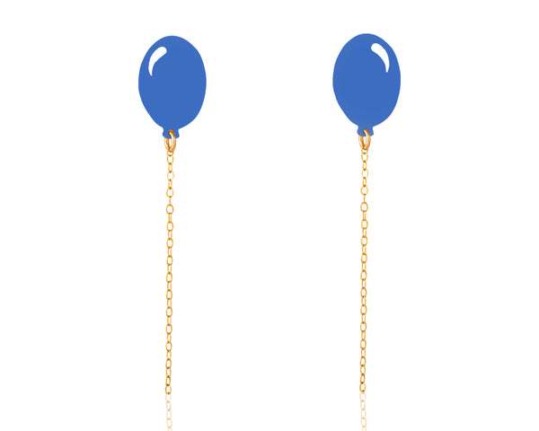 Stud earrings in the shape of a blue helium balloon