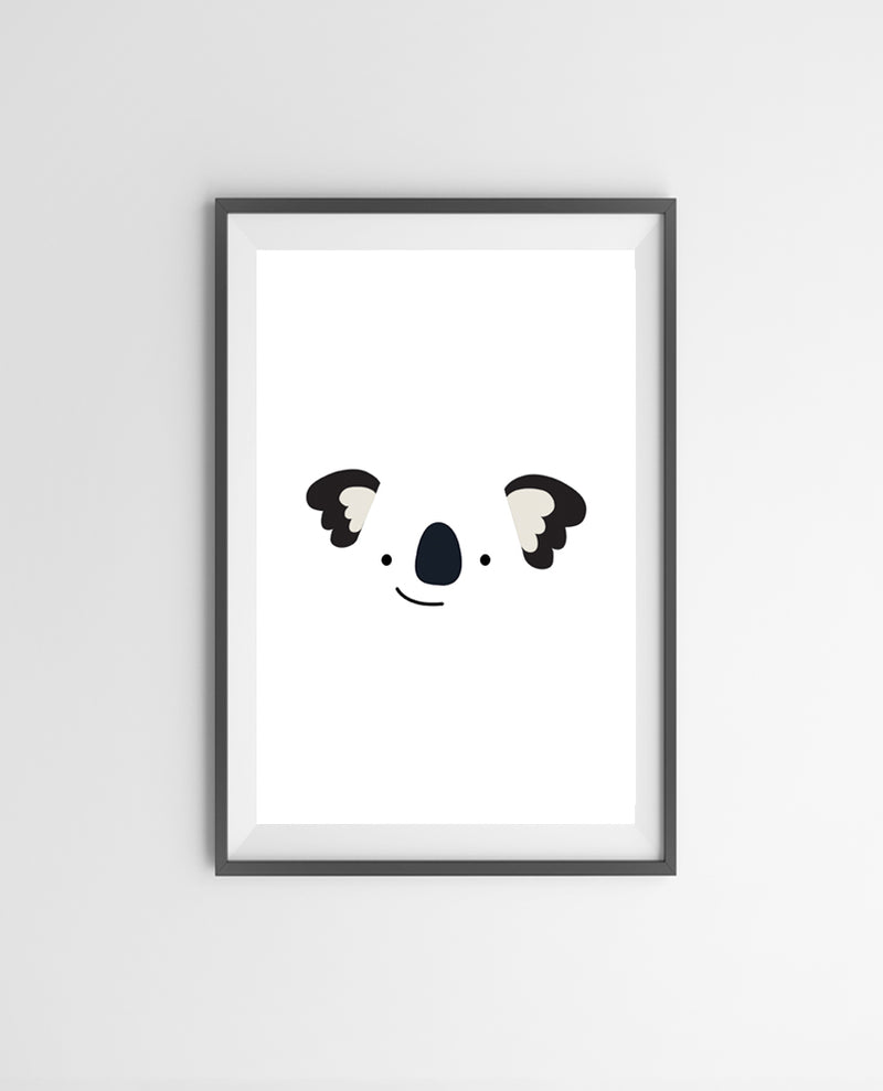 A minimalist picture of a koala bear for framing