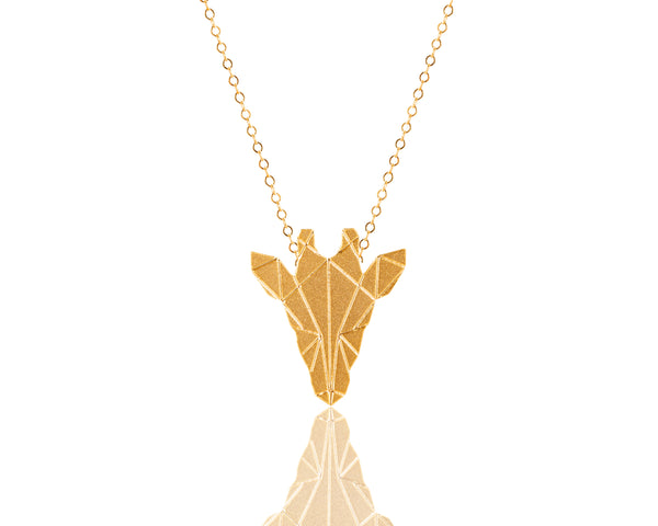 Gold Geometric Origami Giraffe Necklace 