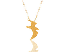 Gold plated flying bird necklace