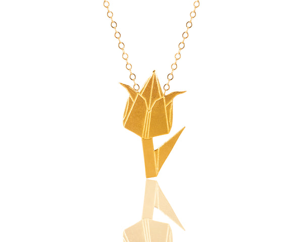 שרשרת פרח אוריגמי זהב