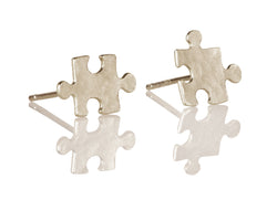 Small tight silver puzzle earrings