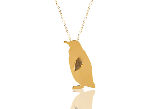 Golden penguin necklace