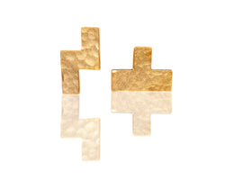 Golden Tetris Stud Earrings
