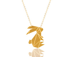 Gold Origami Rabbit Necklace