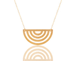 Long geometric half circle necklace