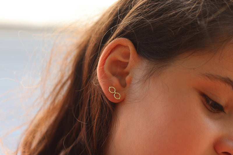 Studded gold eyeglass earrings, Harry Potter earrings