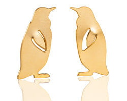 עגילי פינגווין זהב צמודים לאוזן