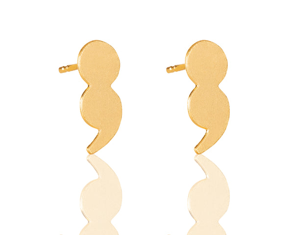 Gold dot and comma earrings