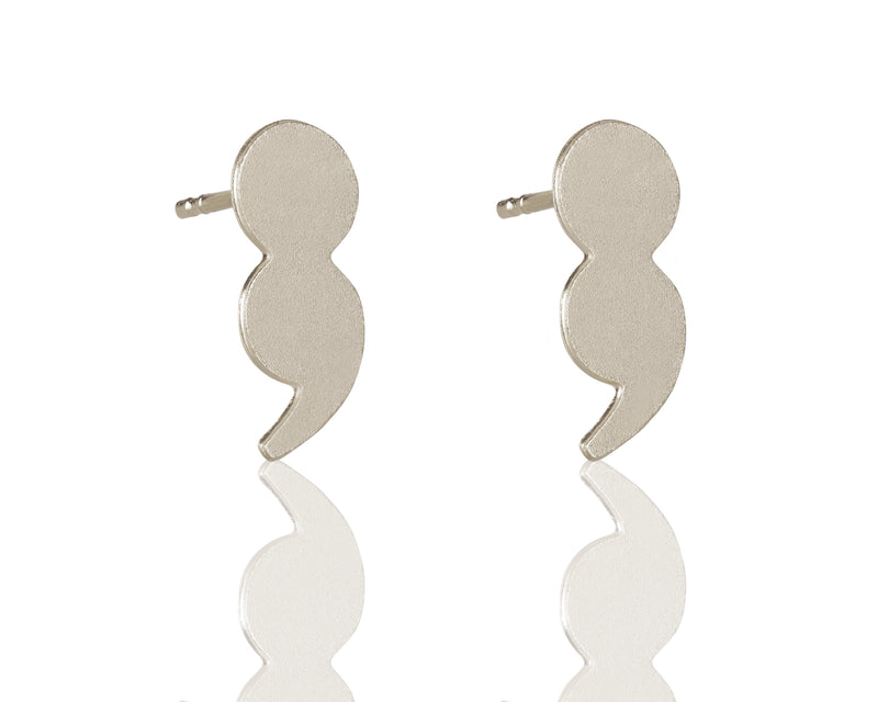 Silver semicolon earrings
