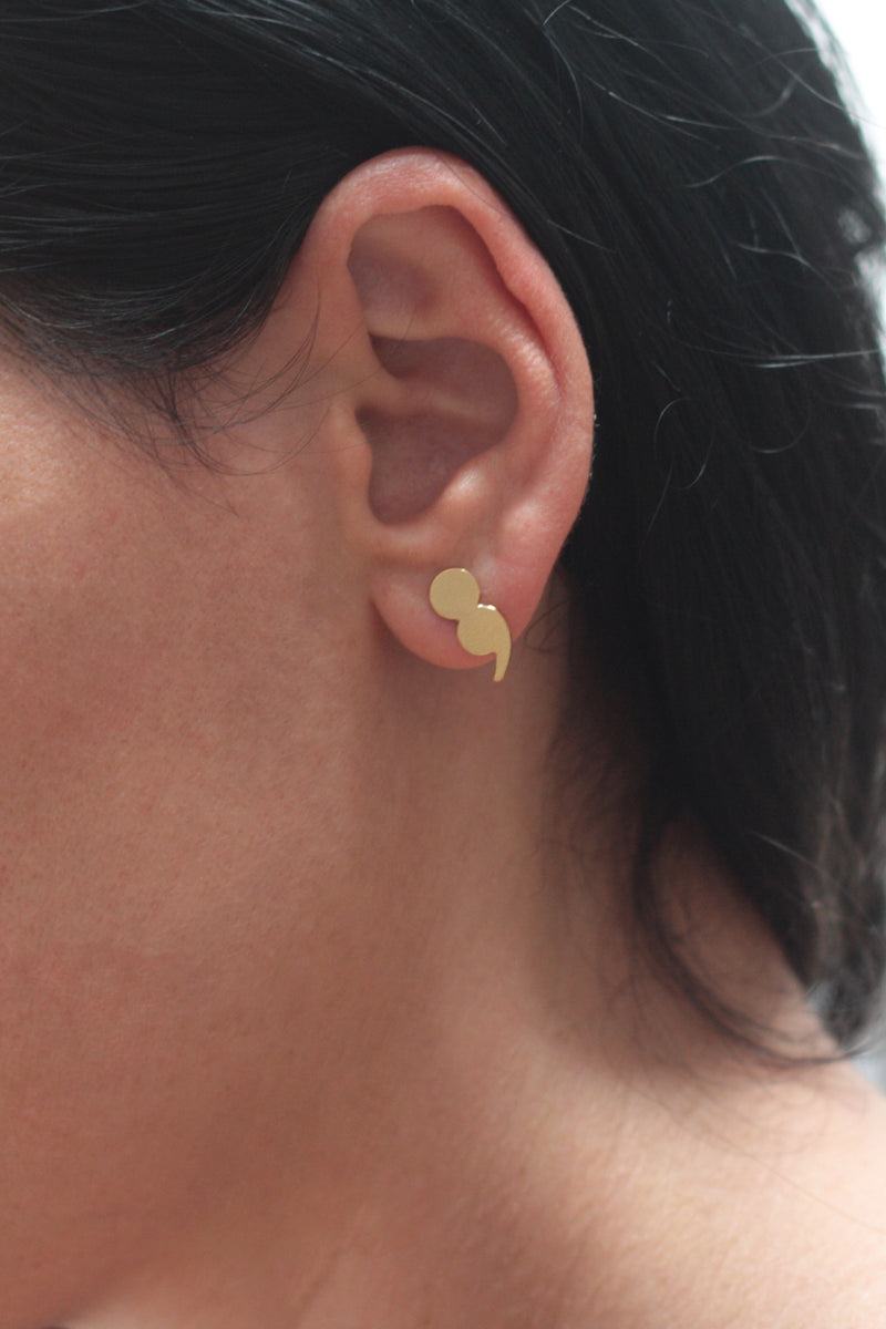 Gold dot and comma earrings