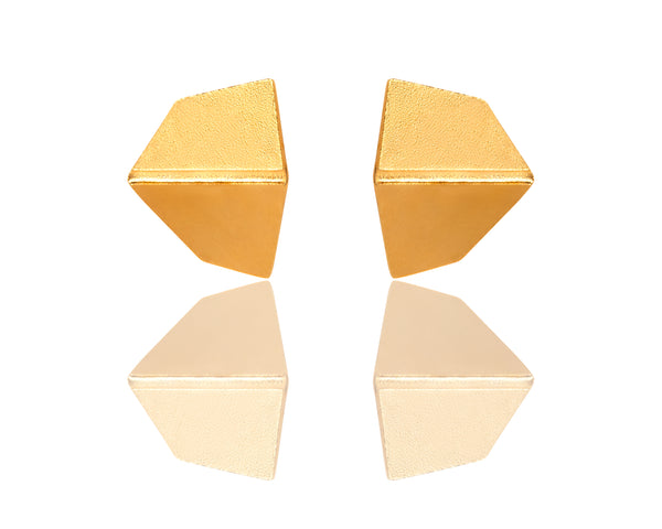 Folded trapezoid earrings, gold geometric stud earrings for women
