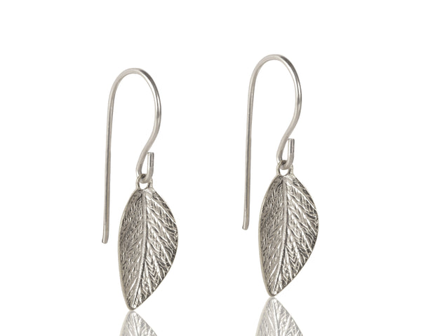 Hanging silver leaf earrings
