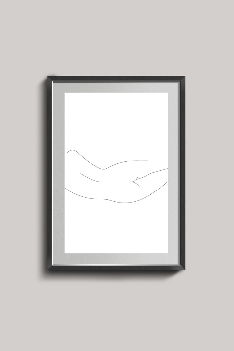 A minimalistic poster of a naked woman lying down