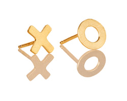 Circle X earrings, XO, gold hugs and kisses