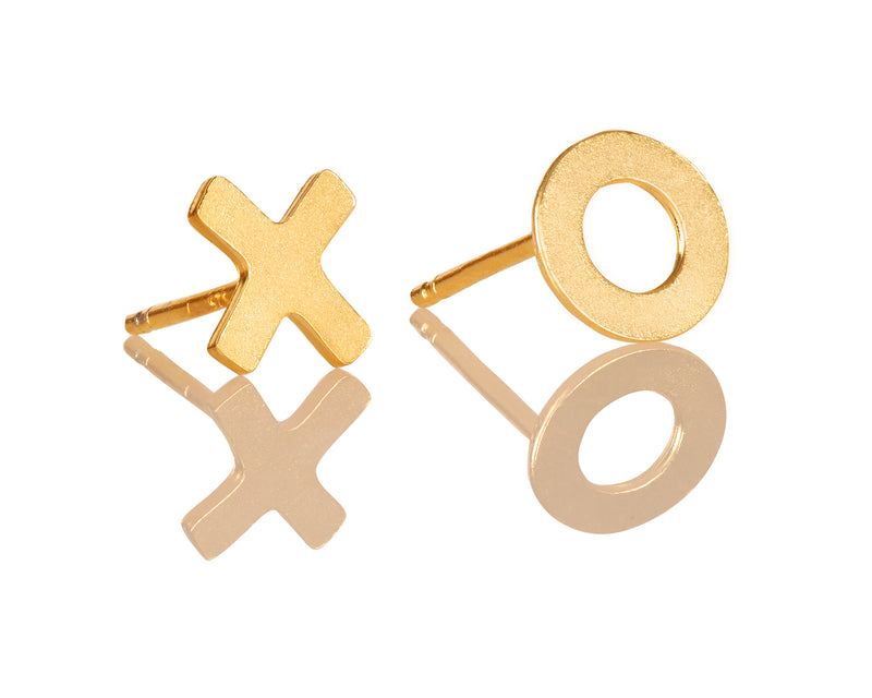 עגילי איקס עיגול, XO, חיבוקים ונשיקות זהב