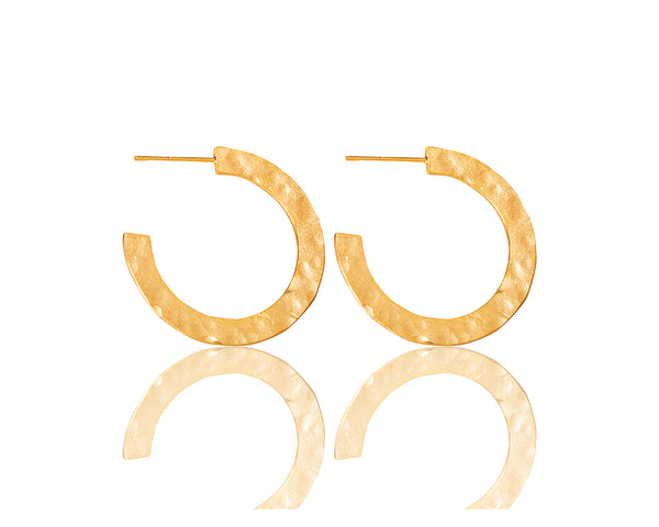 Large and embossed flat hoop earrings