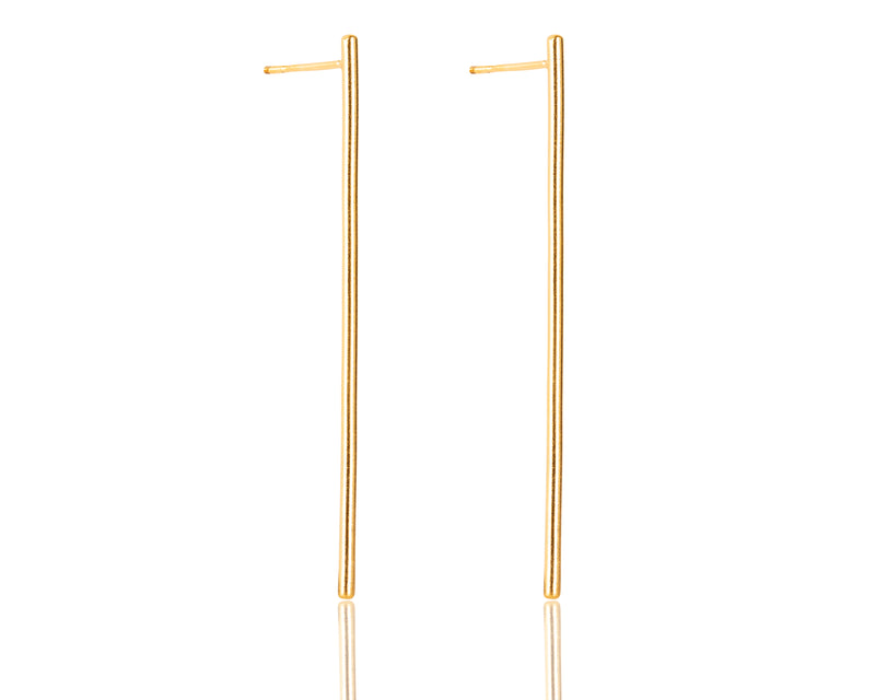 Long and minimalist gold band earrings