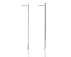 Long attached silver bar earrings