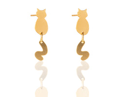 עגילי חתול עם זנב מתנדנד