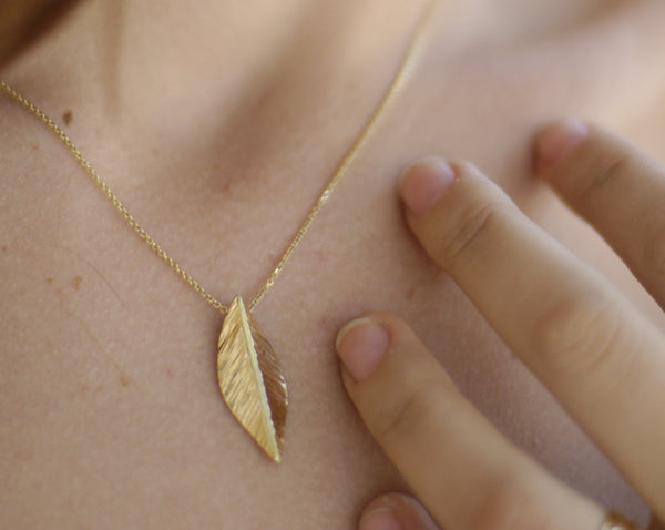 Handmade golden leaf necklace