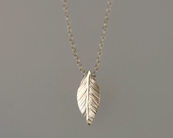 Delicate silver leaf necklace - handmade