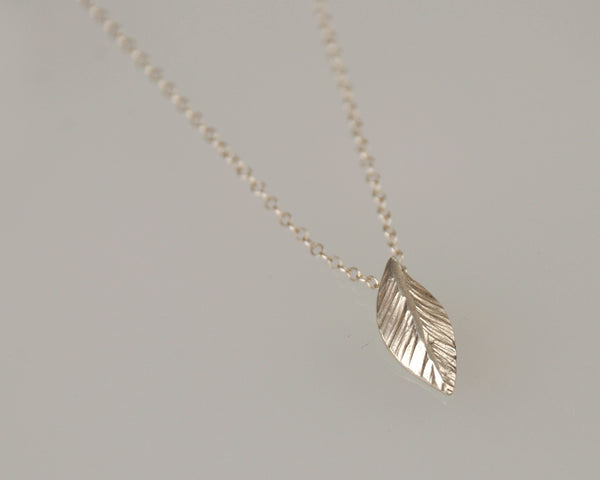 Delicate silver leaf necklace - handmade