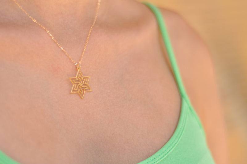 Star of David gold geometric necklace