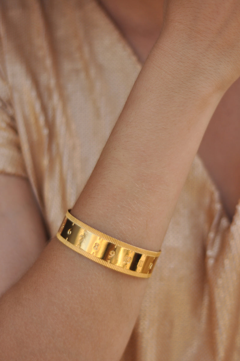  Gold Sewing Tape Cuff - Adjstable Ruler Bracelet