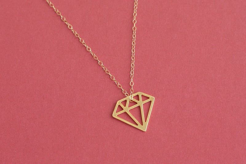 Small gold diamond shaped necklace
