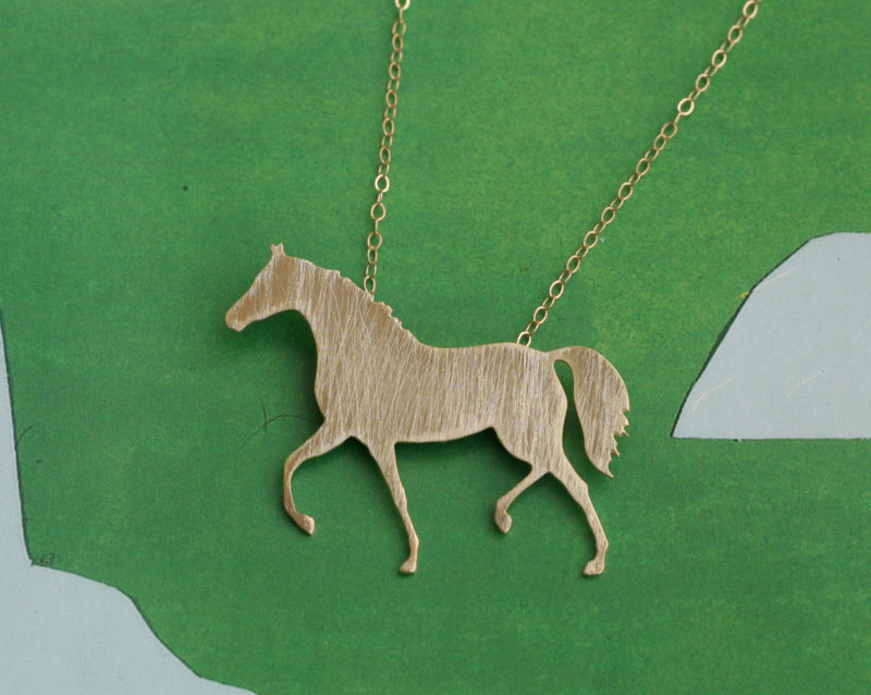Gold horse necklace