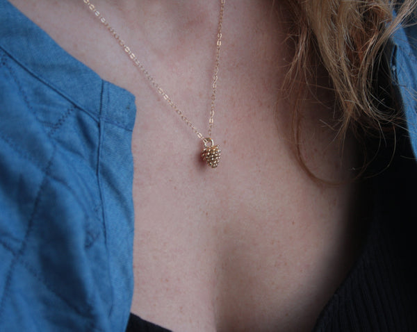 Gold Pine Cone Necklace - Everyday Acorn Jewelry
