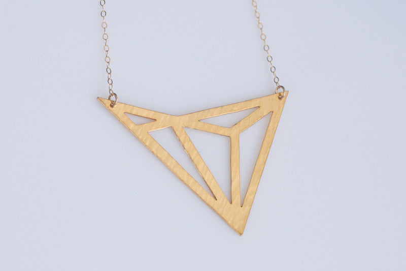 Gold Geometric Triangles Necklace