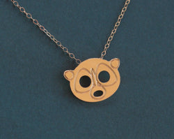 Gold raccoon necklace, Loris Haitian pendant