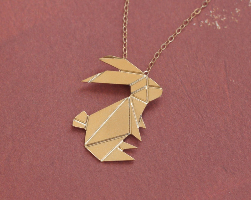 Gold Origami Rabbit Necklace