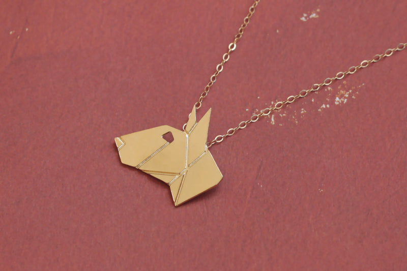 Origami bull terrier necklace