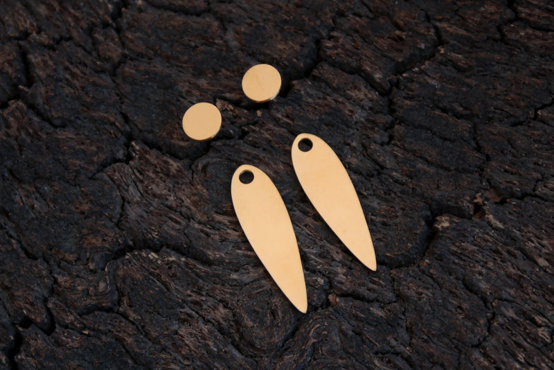 Long double-sided spike and circle earrings