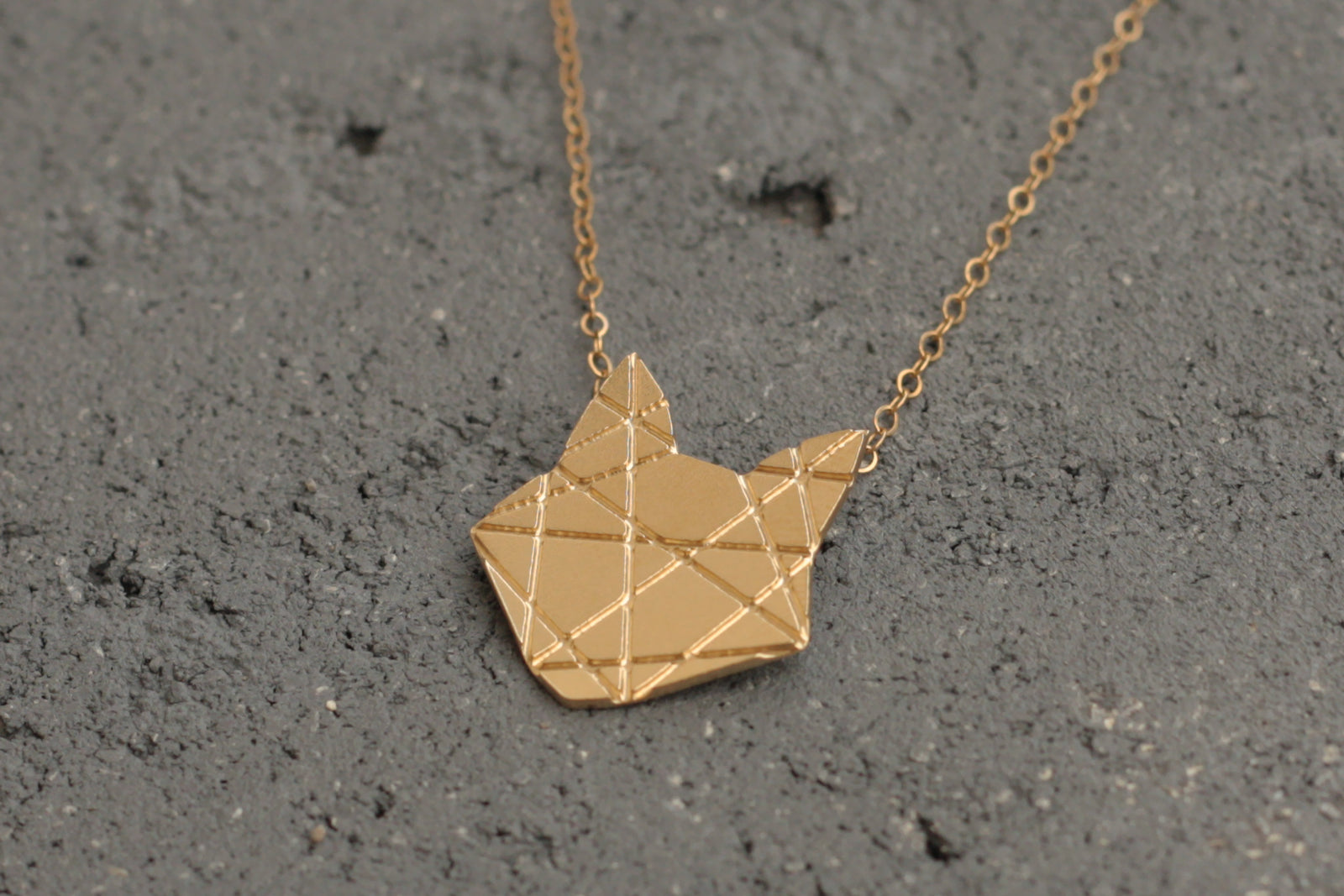 Origami cat necklace in gold Jools