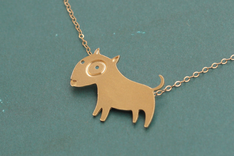 Gold bull terrier necklace