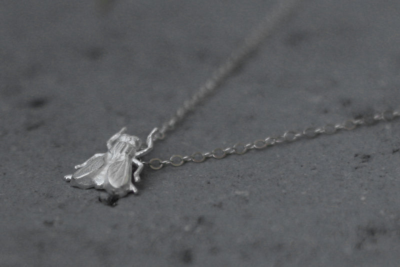 Silver fly necklace