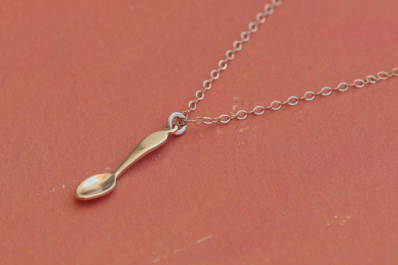 Small Gold Spoon Necklace, Lady Pepper Necklace