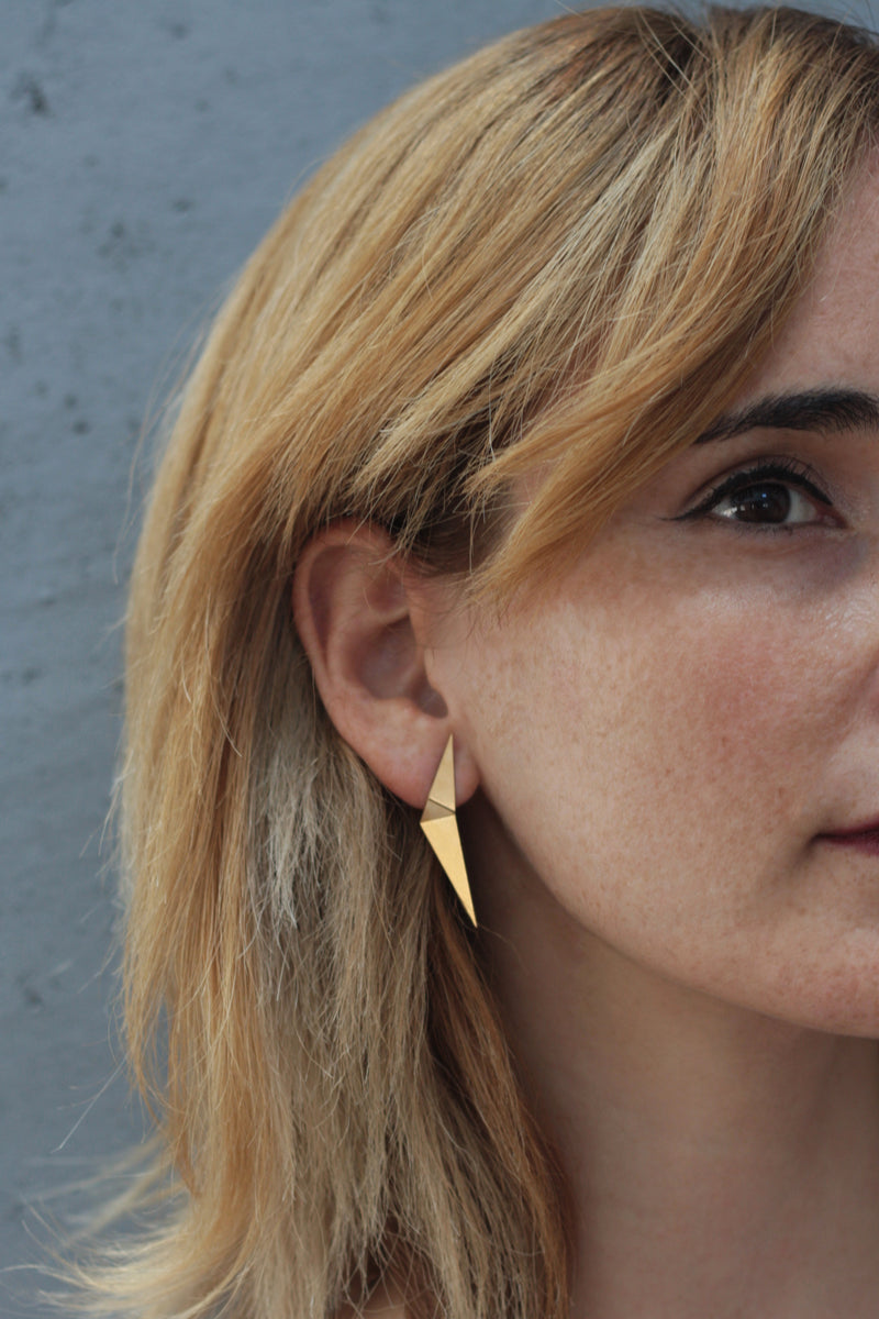 Long geometric triangle earrings for women
