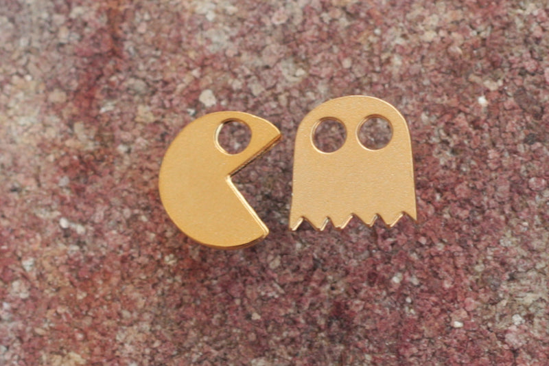 Pacman golden studded earrings