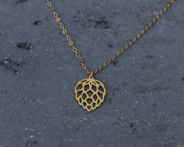 Gold Pine Cone Necklace - Delicate Acorn Charm