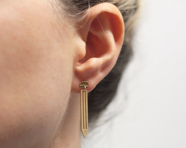 Long attached pencil earrings