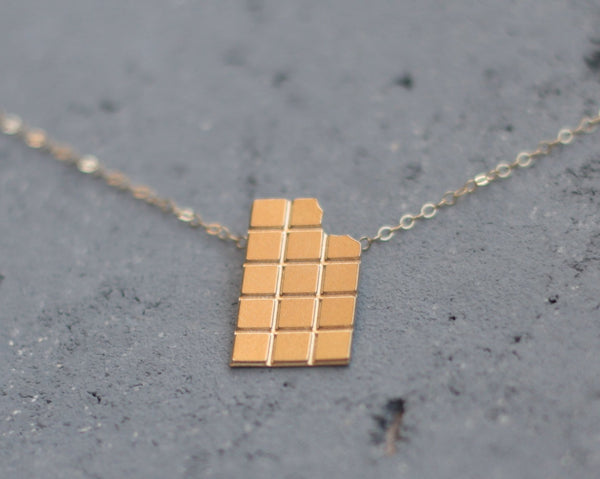 Gold bite chocolate necklace