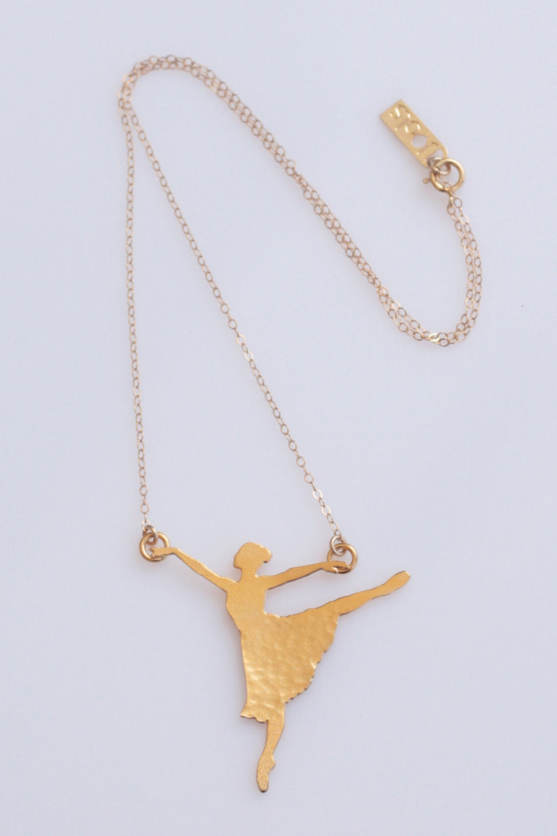 Gold ballet dancer necklace