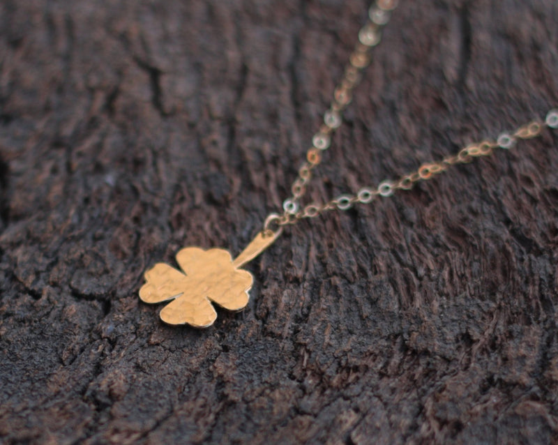 Golden four-leaf clover necklace